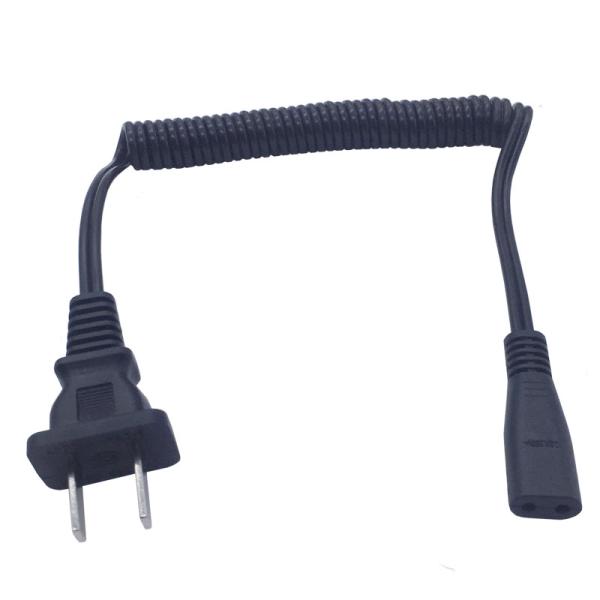 Durable 2pin black power cable for shaver copper power cord