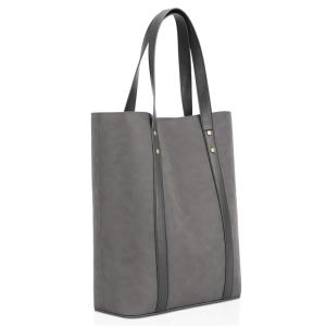 Printing Custom Shopping Bags Custom Zipper Pocket Leather Shopper Tote 13X5X15"