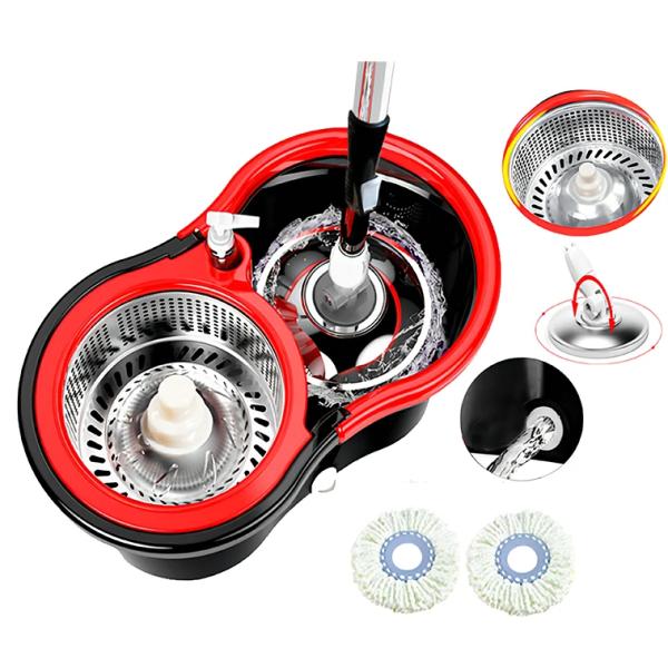 Heavy Duty 360 Spin Magic Mop with Press Detergent Bottle and Microfiber Cloth Cover Type