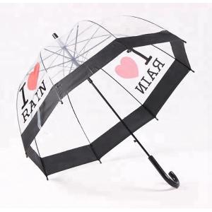 POE Clear See Through Umbrella Long Cane Straight Transparent Lady Umbrella
