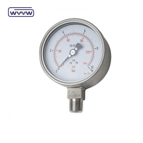 Buy 2.5" ss case radial connection liquid filled pressure meter at wholesale prices