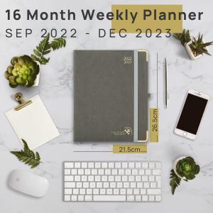Soft Cover Student Weekly Planner Grey With 30 Minute Intervals