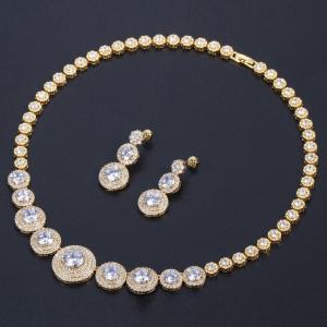 AAA CZ CZ Crystal Necklace Pendant Necklace Rhinestone CZ Jewelry Set Women