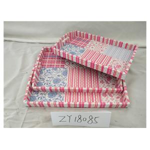 Flower Theme Floral PU Surface Wooden Food Tray