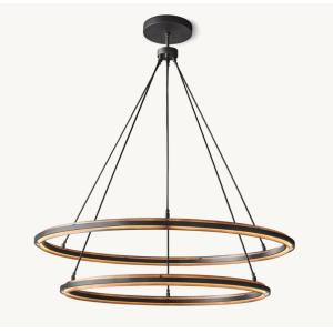 Modern Brass / Iron Peralta Two Tier Round Chandelier 60''
