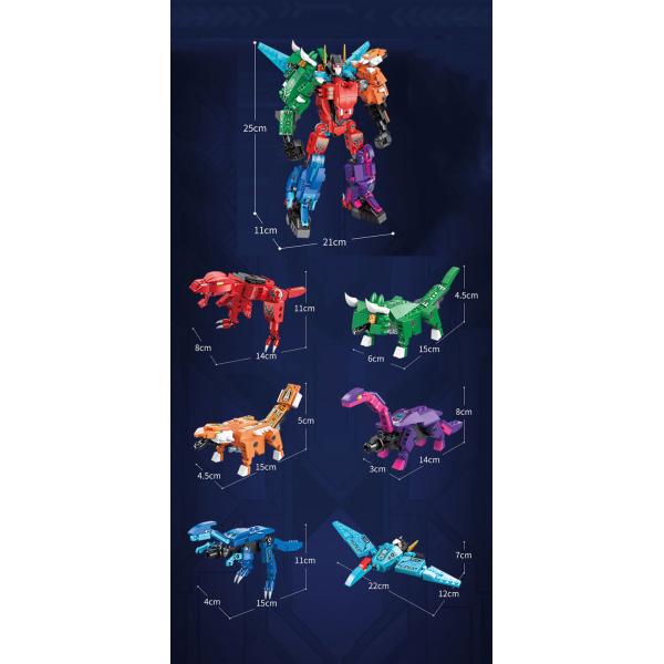 Unisex 6 In 1 Mighty Dinosaur Toy Transforming Mecha Tyrannosaurus Great Gift for 7-12
