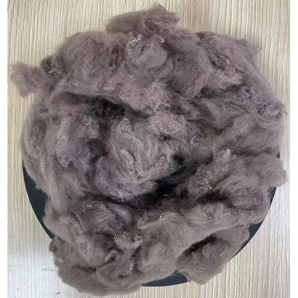Buy Semi-dull Luster Recycled Polyester Staple Fiber 5D 32mm Camel at wholesale prices