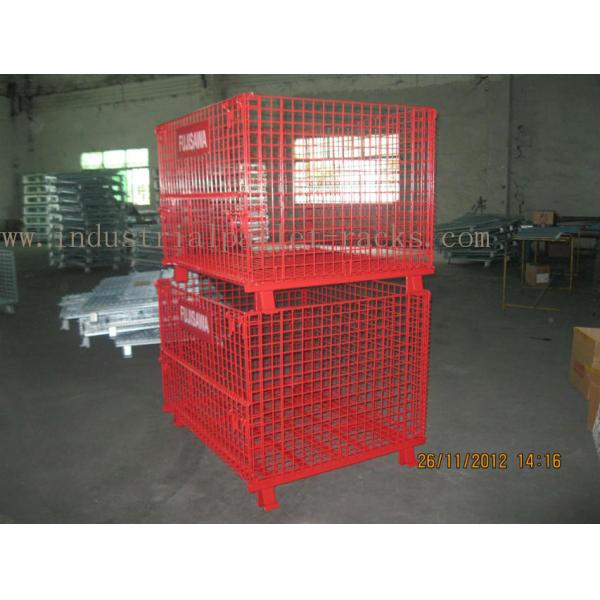 Epoxy Powder Coating Painting Red Wire Mesh Container Heavy Weight 2000lbs