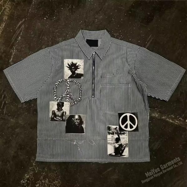 Custom Applique Embroidery Patch Graphic Logo Boxy Golf Polo Vintage Polo T Shirts Short Sleeve Shirt Half Zip up T-Shirts Mens