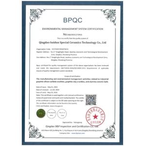 Qingdao Baidun Special Ceramics Technology Co., Ltd. Certifications