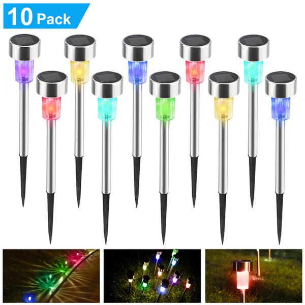 10 Pack Solar Lights Outdoor, Solar Powered Pathway Landscape Light Garden Stainless Steel ROHS Ce 1-year Ip44 FCC