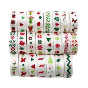 25/10mm Wide Christmas Ribbon 5 Yards Printed Grosgrain Ribbon DIY Sew/ Clothes
