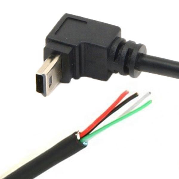 90 Degree Up Down Left Right Angle Mini USB to Stripped Bare Wire Open End