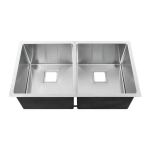 China Handcrafted Undermount Stainless Steel Kitchen Sink With Square Drain Hole on sale
