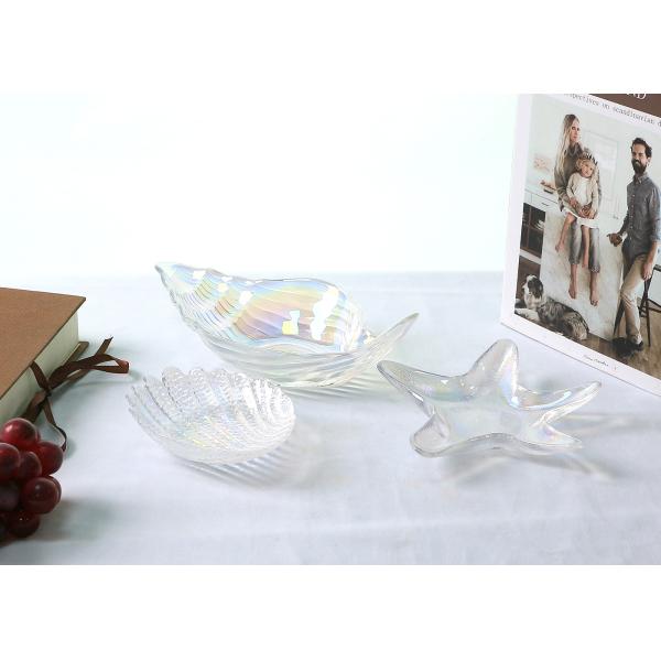 Gold Rimmed Ocean Series Sea Star Crystal Fruit Plate Lead Free Fashionable
