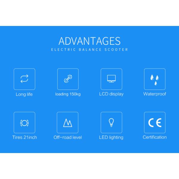 72V Samsung Battery 2 Wheels Self Balancing Scooter Electric Chariot