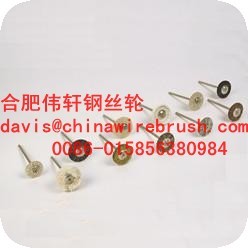 China Mini Wire Brush, Wheel Brush with shaft on sale