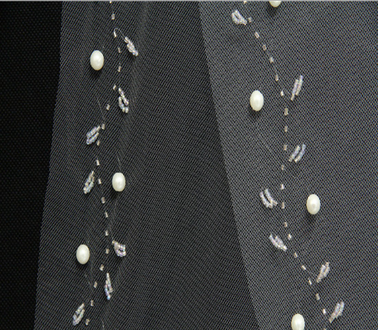 2018 New European and American double wedding, wedding, face veil, hand-stitched pearls, bridal veil