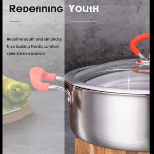 Best Sale 430 Stainless Steel Cooking Soup Pot Set Saucepan Cookware Set With