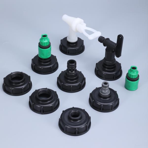 Black UMETASS 2x3 4" Thread Plastic IBC Water Tank Adapter Tap to 1 2" Garden Hose Connector Switch Fittings Set Valve Quick Coupling