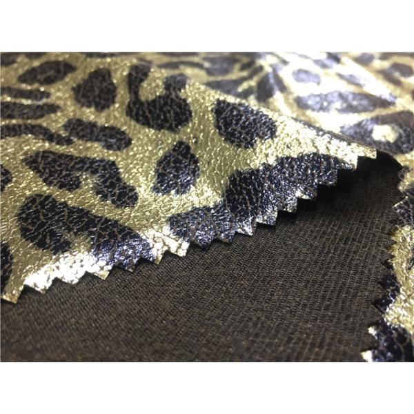 Buy Gold Leopard Suede Fabric / Imitation Leather Fabric 0.35mm Thickness at wholesale prices