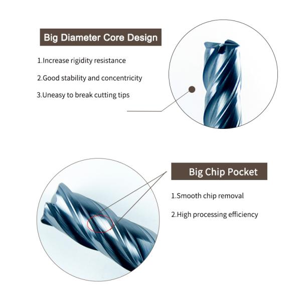 1/8" 4mm 4 Flutes Solid Carbide Corner Radius End Mills Radius Bull Nose Endmill HRC50