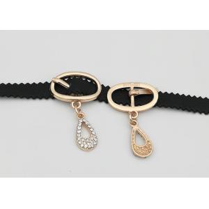 Zinc Alloy Fashion Shoe Buckles , Rhinestone Shoe Repair Buckles Durable