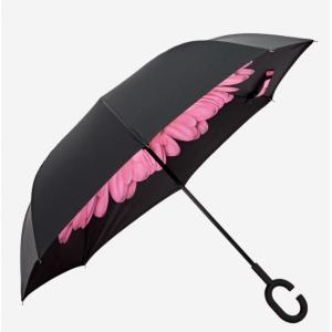 Metal Ribs Reversible Inverted Umbrella With Rubber Handle