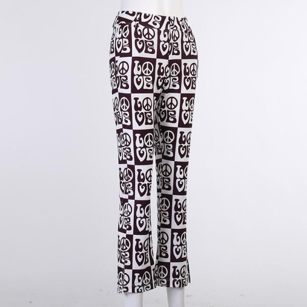 LOVE Printed Ladies Casual Pants Straight Leg With Slits