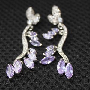Luxurious wedding jewelry AAA cubic zircon earrings, daisy amethyst metal