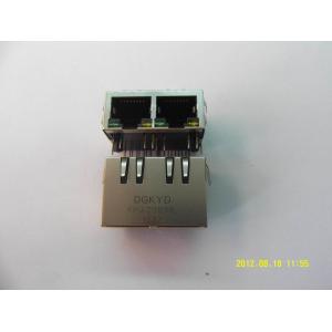 Metal shielded dual port CAT 5 Ethernet Cable connector RJ45 with transformers