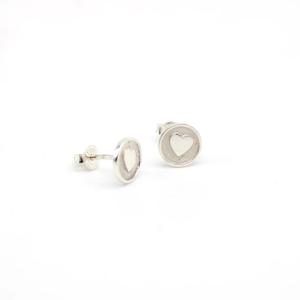 925 Sterling Silver 8mm Heart Stud Earrings with Pink Enamel