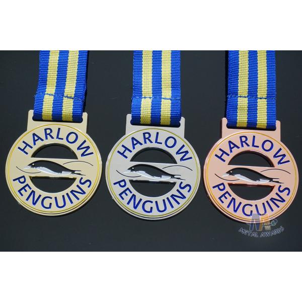 Custom Logo Penguins Design Metal Award Medals Cut Out Shape Size 50*3.5MM