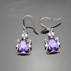 Fine Jewelry Rose Gold Plated Oval Pink Cubic Zirconia Dangle Earrings (PSJ06035