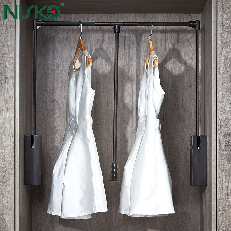 Pull Down Clothes Rack Soft Closing Closet Hanger Rod Rack Wardrobe Organizer 