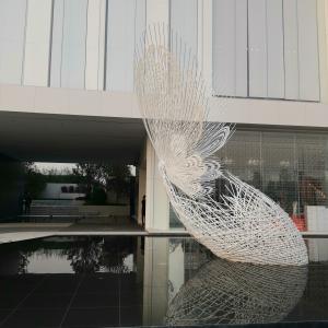 Butterfly Metal Water Fountain Sculpture Tube Woven Stainless Steel Wire