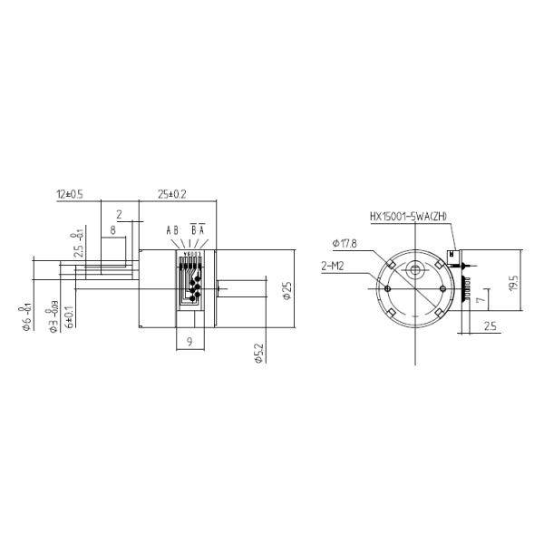 High Torque 25mm Two Phase Bipolar Stepper Motor 12Vdc SM25-048S -303