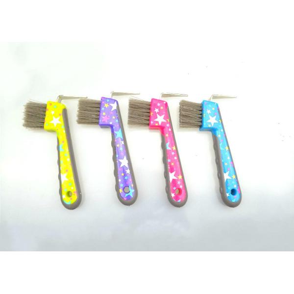 Plastic Horse Hoof Pick Heat Transfer Printing Star Shaped Hoof Pick With Brush