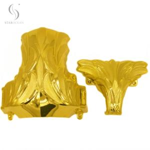 Quality Dark Gold Plastic Coffin Corners 1# DG For Funeral Interment Ornamentation Flower Design for sale
