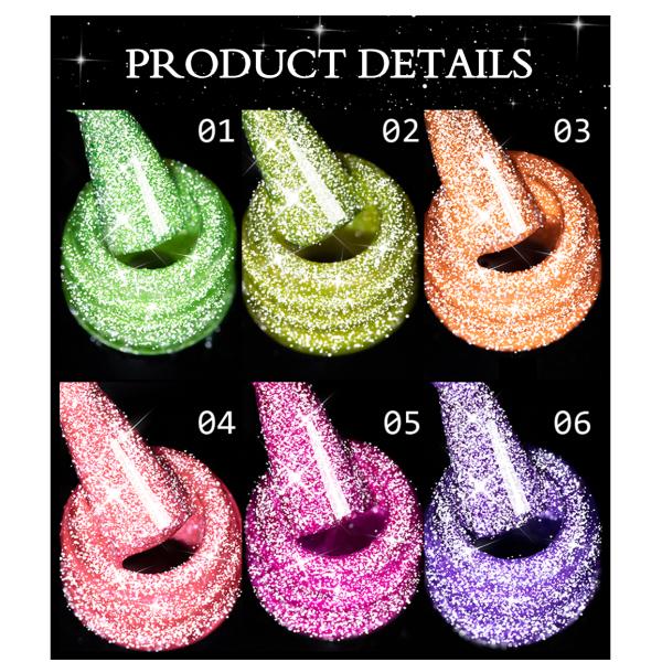 New Arrival Glow in Dark Super Shiny UV Nail Gel Polish Disco Gel Glitter for Nail Art OEM Flashing Gel Polish
