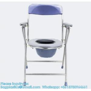 Folding Lightweight Commode Chair With Top Loading Easily Removable Chamber Pot,