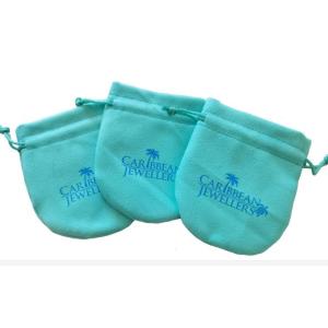 Debossed Drawstring Velvet Pouch , Silkscreen SGS Velvet Storage Bag