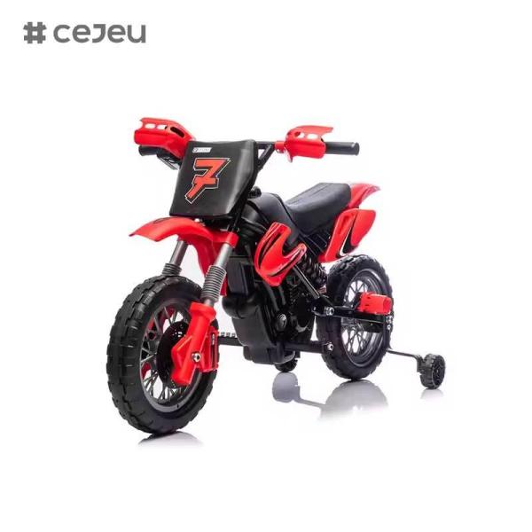CJ-XB-8015 12V Battery Powered Motorcycle Electric Dirt Car for Kids Age 3-8 with Training Wheels Horn & Start Sound Certified En71