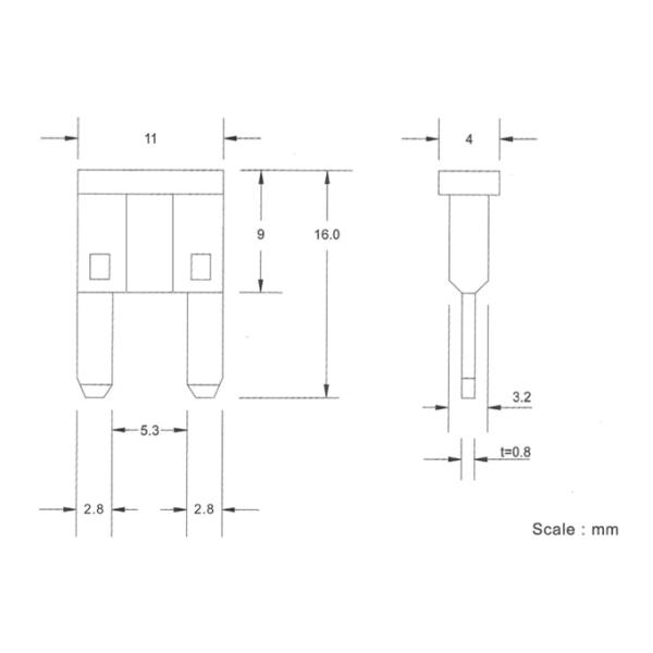 Plug In Zinc Alloy Automotive Fuses Mini Auto Blade Fuse Rated 32VDC 20A Yellow 11mm For Automotive Passenger Car