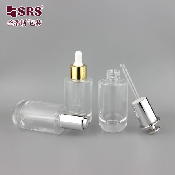 GL024 50ml Luxury Wholesale Customization Mold Glass Bottle With Different Type Dropper Lid For Facial Essence