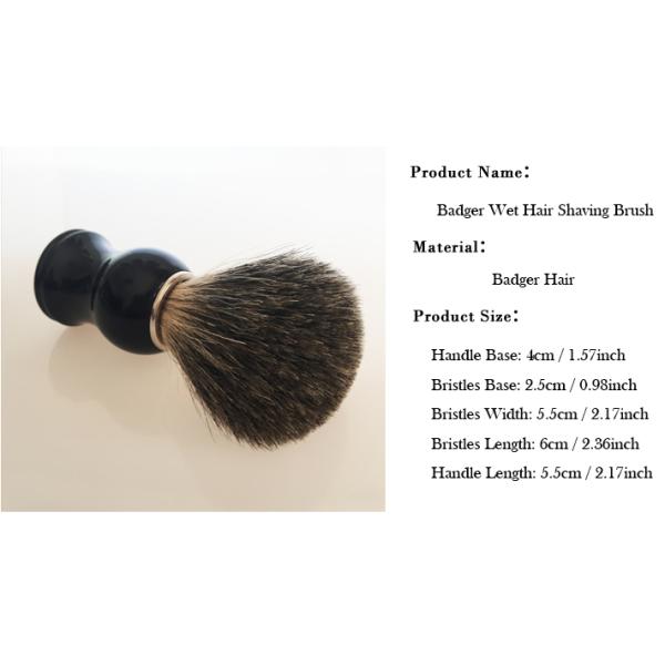 100% Black Pure Badger Men Shaving Brush Wet Beard Hair Black Resin Handle