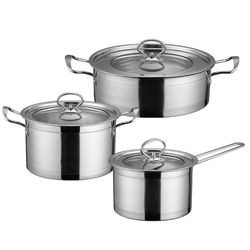 Amazon Multifunctional Kitchen Cookware Silver Cooking Pot Set Stainless Steel