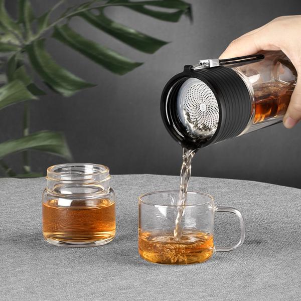 High Borosilicate paracity Glass Double Wall Tea Infuser Bottle 170ml 238ml