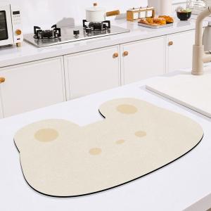 Rubber Kitchen Counter Draining Mat with Multi-Function Pattern and Yellow Color
