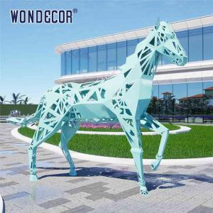 China Large outdoor metal forging geometric animal hollow horse stainless steel sculpture on sale
